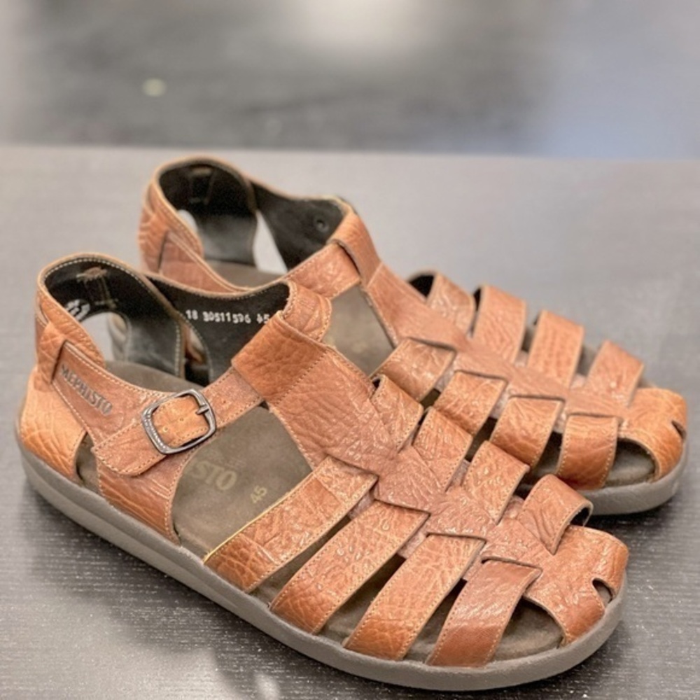 Mephisto Men's Brown Leather Fisherman Sandals